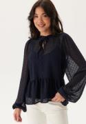 Happy Holly Peplum Dobby Dot Blouse Dark blue 52/54