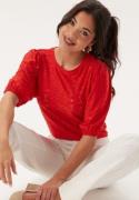 Happy Holly Broderie Anglaise Top Red 44/46