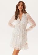 VERO MODA Vmsmilla LS frill short dress Bright White AOP:Josefine L