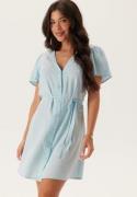 VERO MODA Vmlinn Ss V-neck Tie Short Dre Airy Blue Detail:melange XL
