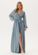 Goddiva Long Sleeve Chiffon Dress Air Force Blue S M (UK12)