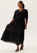 Happy Holly Puff Sleeve Viscose Dress Black 36/38