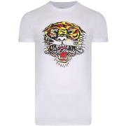 Lyhythihainen t-paita Ed Hardy  Tiger mouth graphic t-shirt white  EU ...