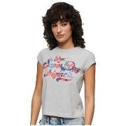 Lyhythihainen t-paita Superdry  T-shirt  Floral Scripted à Mancherons ...