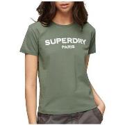 Lyhythihainen t-paita Superdry  T-shirt  Sport Luxe kaki  EU S