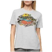 Lyhythihainen t-paita Superdry  T-shirt  La Vl Graphic gris  EU S