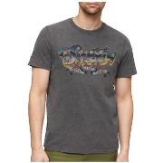 Lyhythihainen t-paita Superdry  T-shirt  Rock Graphic Band gris anthra...