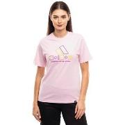 Lyhythihainen t-paita adidas  T-shirt  à grand logo rose  EU S