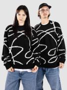 Poetic Collective Doodle Jacquard Knit Crewneck Neule musta