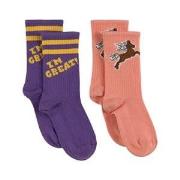 Mini Rodini 2-Pack GOTS I Am Great Socks Purple 10-12 (0-1 Months)
