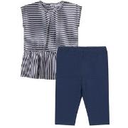 Mayoral Striped T-Shirt And Leggings Set Navy