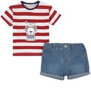 Mayoral Striped T-shirt And Shorts Set Blue 6-9 Months