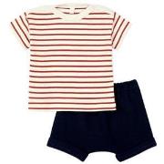 Petit Bateau Striped T-shirt And Shorts Set Cream 1 Month