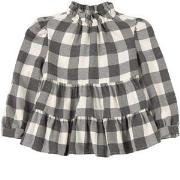 Il Gufo White & Grey Check Long Sleeve Blouse 2 years
