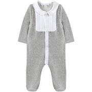 Tartine et Chocolat Footed Baby Body With Collar Gray 9 Months