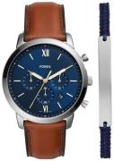 Fossil Miesten kello FS5708SET Neutra Chronograph Sininen/Nahka Ø44