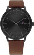 Tommy Hilfiger Miesten kello 1791876 Hendrix Musta/Nahka Ø43 mm