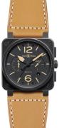 Bell & Ross Miesten kello BR0394-HERITAGE BR 03-94 Musta/Nahka