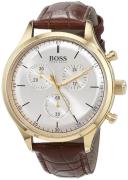 Hugo Boss Miesten kello 1513545 Chronograph Hopea/Nahka Ø42 mm