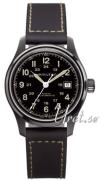 Hamilton Miesten kello H70585733 Khaki Field Automatic Musta/Nahka