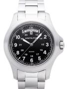 Hamilton Miesten kello H64451133 Khaki Field King Quartz Musta/Teräs