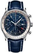 Breitling Miesten kello A24322121C2P2 Navitimer Gmt Sininen/Nahka