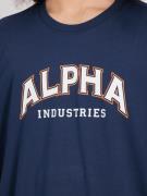 ALPHA INDUSTRIES Paita 'College T'  laivastonsininen / valkoinen