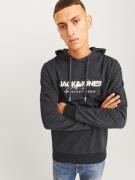 JACK & JONES Collegepaita 'JJALVIS'  meleerattu musta / valkoinen