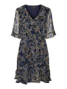 VERO MODA Mekko 'DORA KAYA'  beige / laivastonsininen / sinappi / offw...