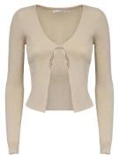 Influencer Neuletakki 'Lurex tie up cardigan'  beige / vaaleabeige