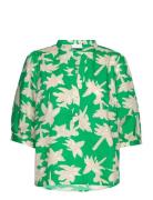 Top With Short Sleeves In Wild Flow Green Coster Copenhagen