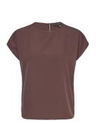 Vmfiona Ss Wide Top Wvn Lt Brown Vero Moda