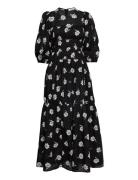 Derja Gathered Dress Maxi Length Black IVY OAK