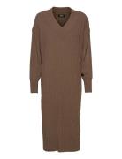 Onlnew Tessa L/S Midi V Dress Knt Noos Brown ONLY