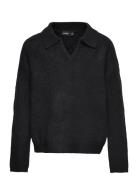 Nlfnollen Ls Short Knit W. Polo Collar Black LMTD