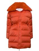 Lux Satin Puffer Coat Orange Calvin Klein