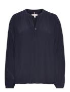 Viscose V-Nk Blouse Ls Navy Tommy Hilfiger