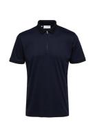 Slhfave Zip Ss Polo B Navy Selected Homme
