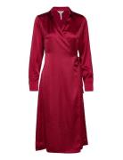 Objsateen Tania Ls Wrap Dress A Div Red Object