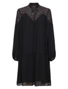 Chiffon Mini Dress With Lace Black Esprit Collection
