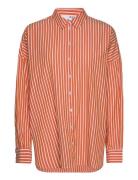 Slfemma-Sanni Ls Striped Shirt Noos Orange Selected Femme