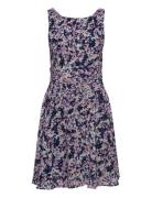 Recycled: Chiffon Dress With A Gathered Waist Navy Esprit Collection