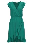 Vimo Y S/S Wrap Flounce Dress /1/Ka Green Vila