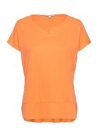 T-Shirt Fabric Mix Orange Tom Tailor