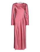 Side-Slit Satin Dress Pink Mango