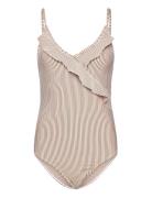 Striba Bly Frill Swimsuit Beige Becksöndergaard