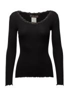 Silk T-Shirt W/ Lace Black Rosemunde