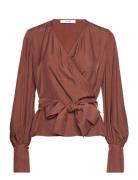 Cropped Wrap Blouse Brown IVY OAK