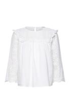 Slfviolette 3/4 Broderi Top B White Selected Femme