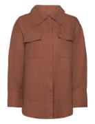 Linen Viscose Shirt Jacket Brown GANT